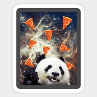 Panda in flying pizza space Sticker